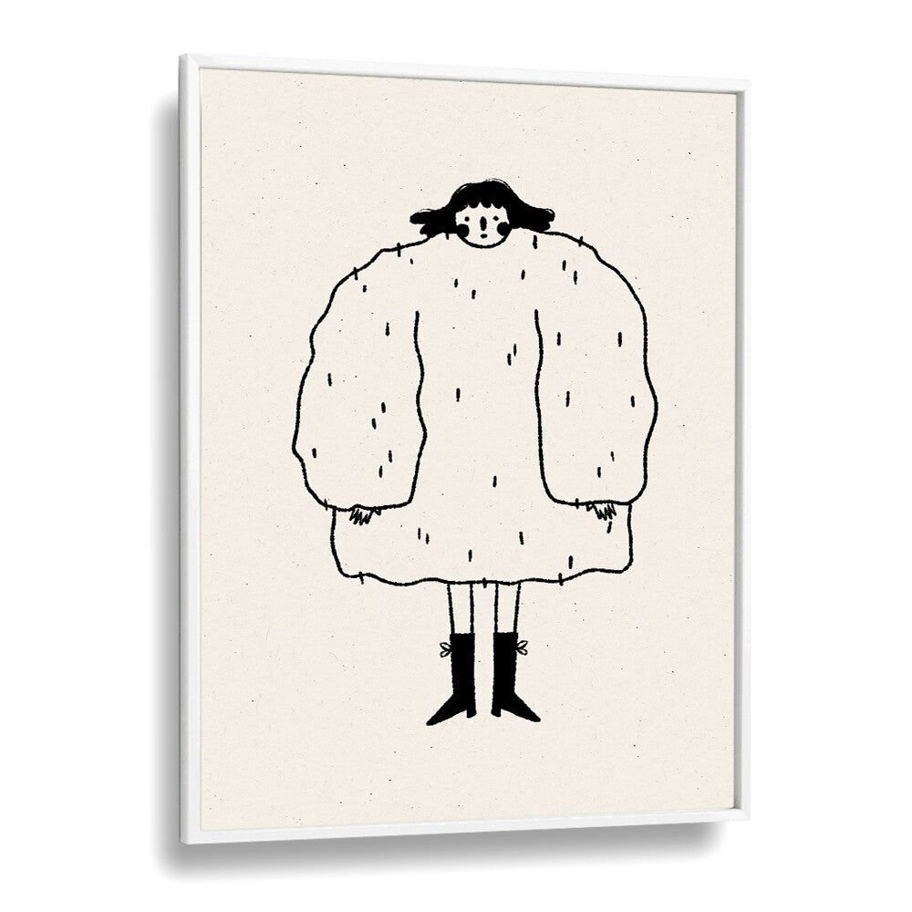 Cozy "SWEATER WEATHER, WALL ART PRINTS" featuring whimsical character design by Julia Leister for warm winter vibes.