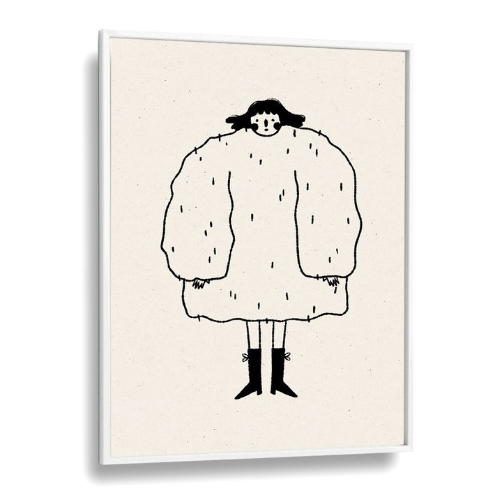 Cozy "SWEATER WEATHER, WALL ART PRINTS" featuring whimsical character design by Julia Leister for warm winter vibes.