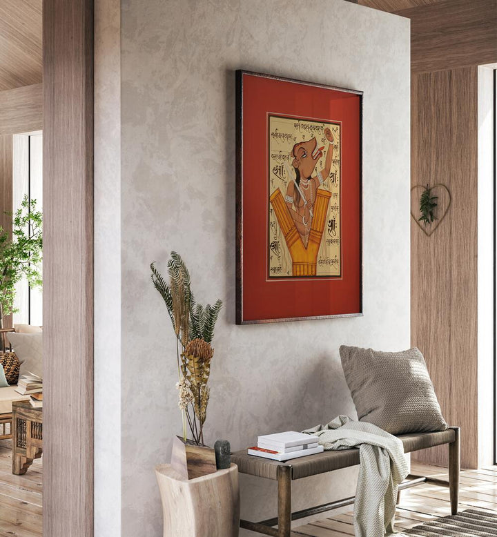 TANTRA Indian Art Paintings showcase a vibrant sword-wielding figure, enriching your space with cultural artistry.