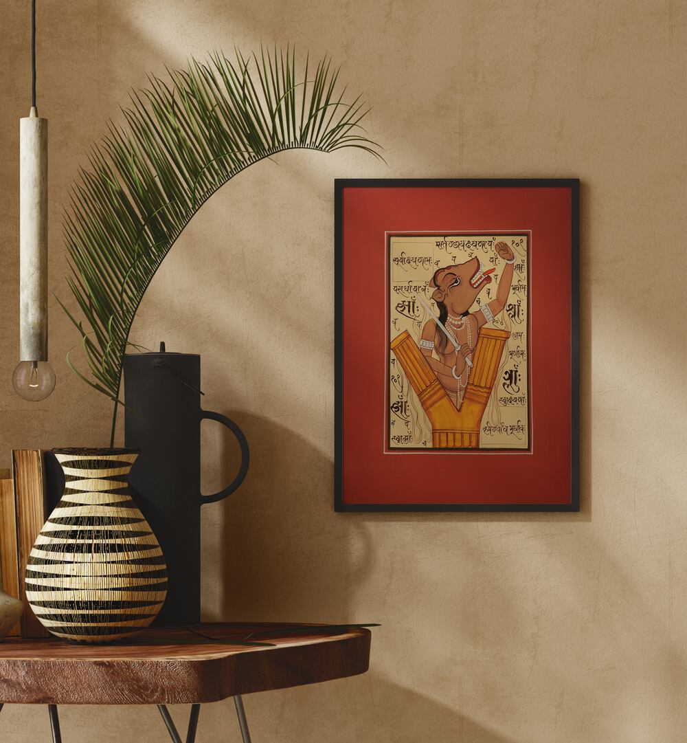 Vibrant TANTRA Indian Art Paintings showcasing a sword-wielding figure, perfect for enhancing your cultural decor.