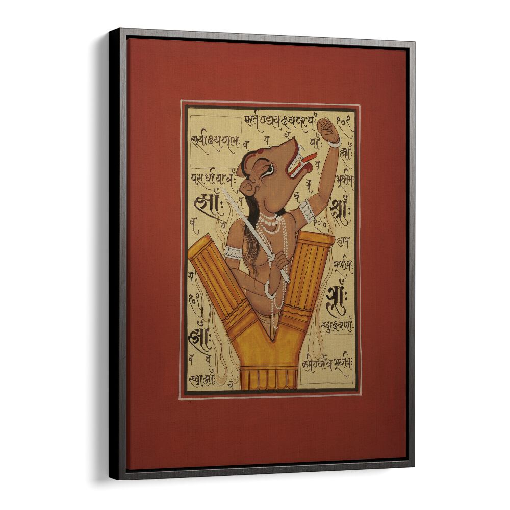 Transform your space with TANTRA, INDIAN ART PAINTINGS, featuring a vibrant sword-wielding figure.