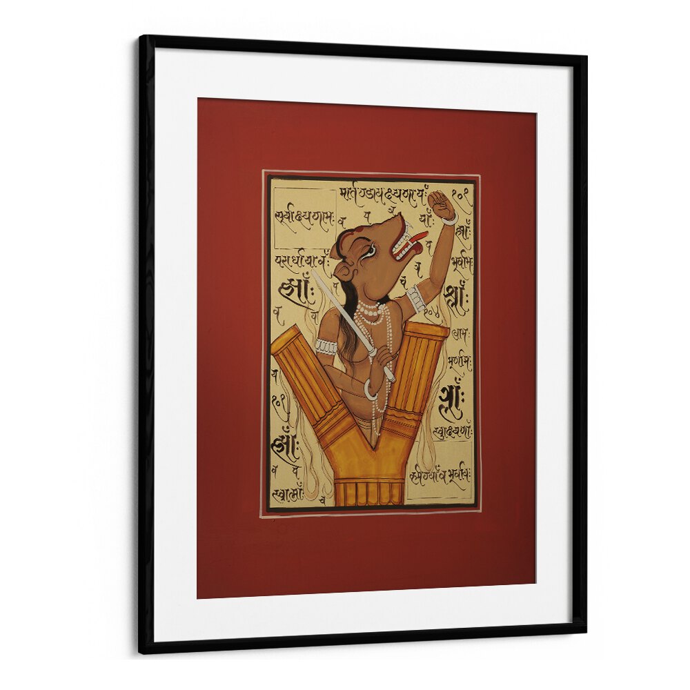 TANTRA Indian Art Paintings showcase a sword-wielding figure, enhancing your space with vibrant cultural artistry.