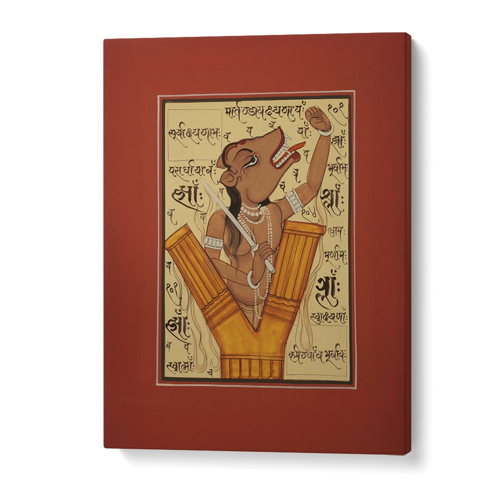 Vibrant TANTRA, INDIAN ART PAINTINGS showcase a sword-wielding figure, adding culture and mystique to your space.