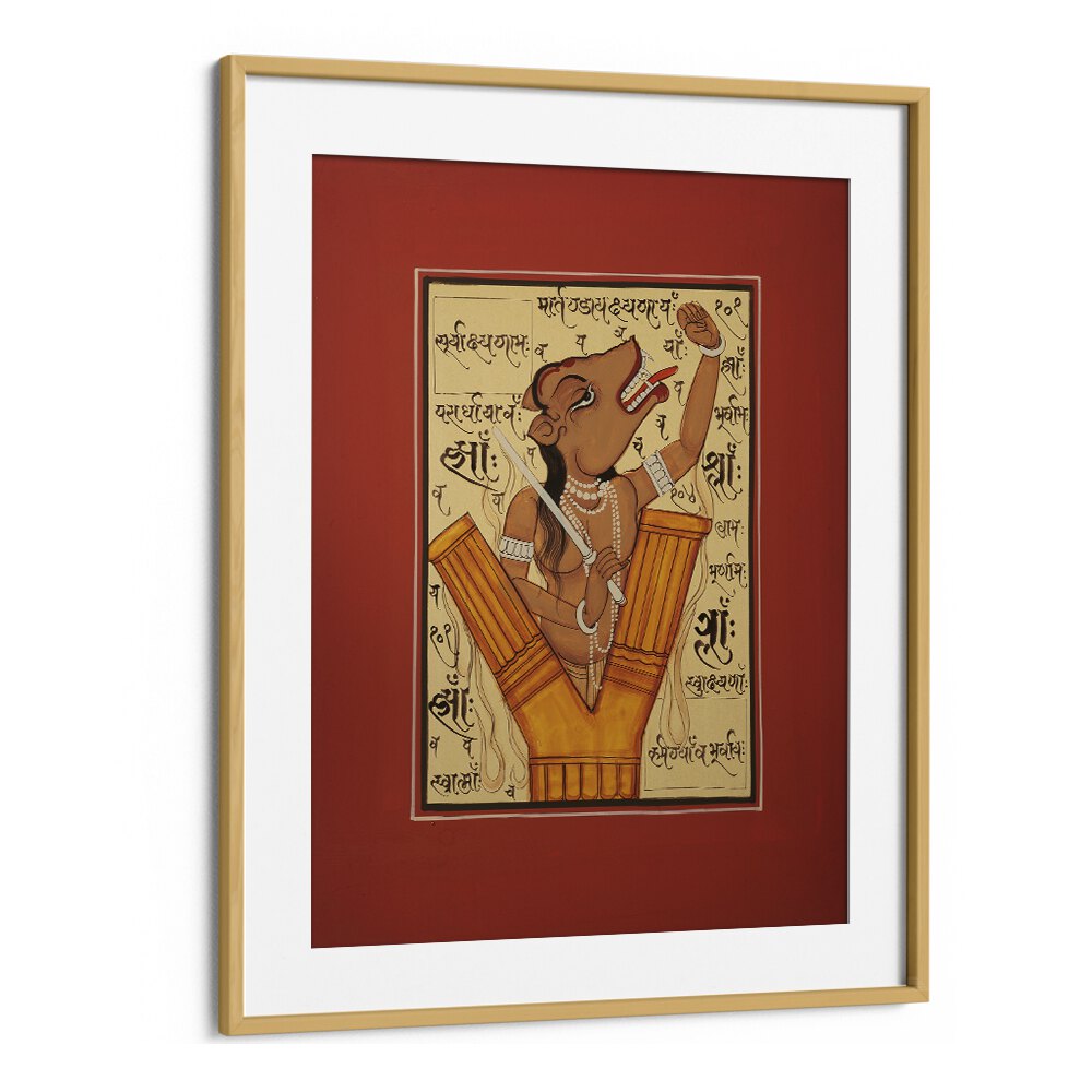 TANTRA Indian Art Paintings showcase a vibrant sword-wielding figure, adding cultural allure to your space.