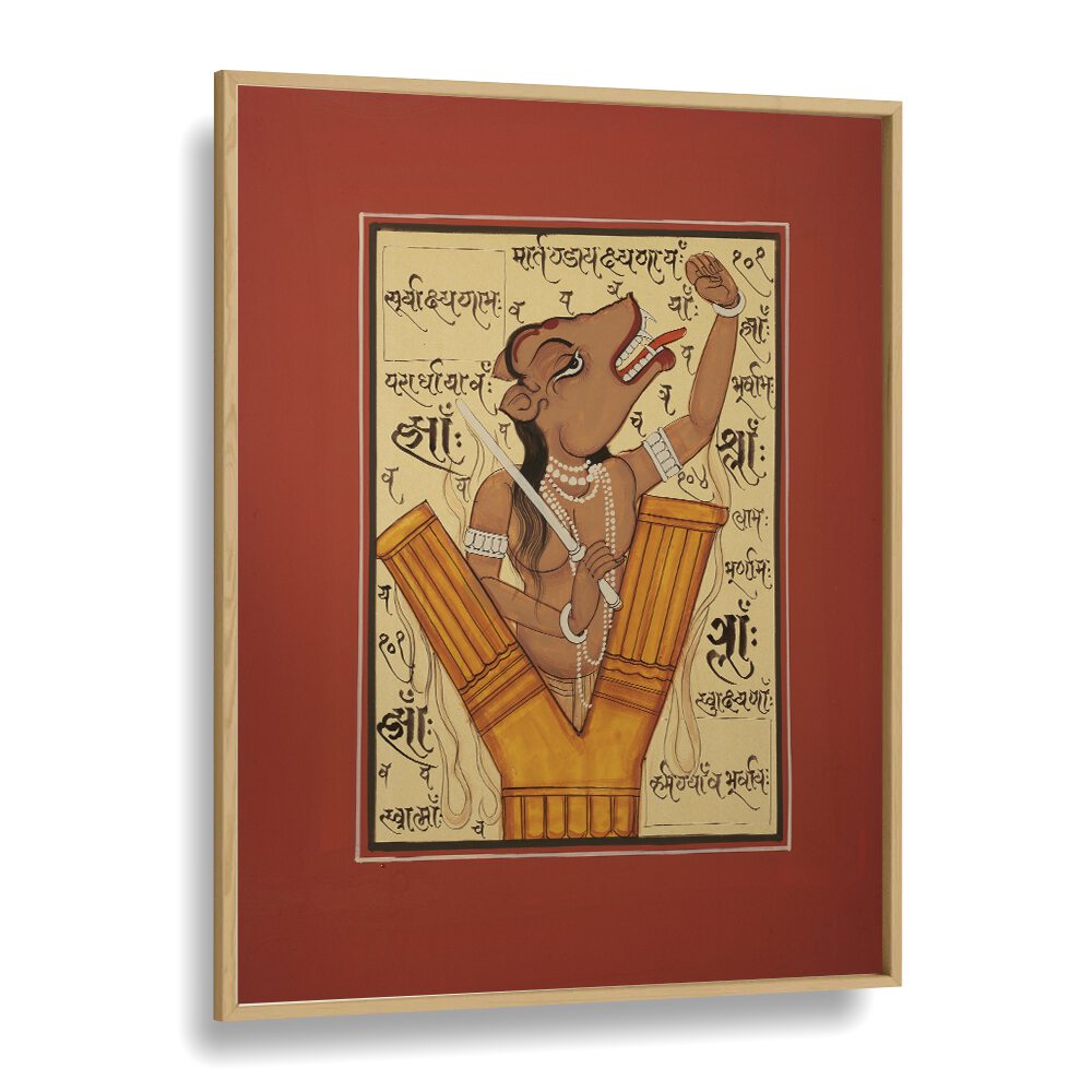 TANTRA Indian Art Paintings featuring a vibrant sword-wielding figure, perfect for enriching your space.