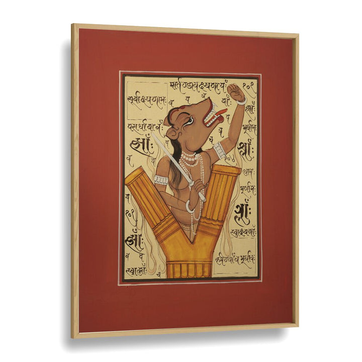 TANTRA Indian Art Paintings featuring a vibrant sword-wielding figure, perfect for enriching your space.