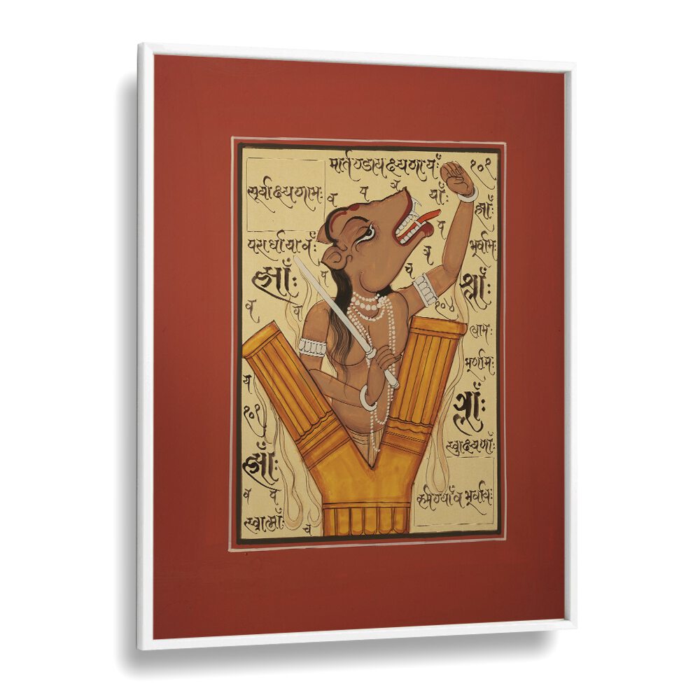 Vibrant TANTRA Indian Art Paintings showcasing a dynamic sword-wielding figure, perfect for cultural decor.