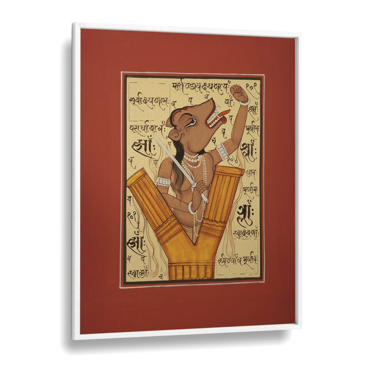 Vibrant TANTRA Indian Art Paintings showcasing a dynamic sword-wielding figure, perfect for cultural decor.