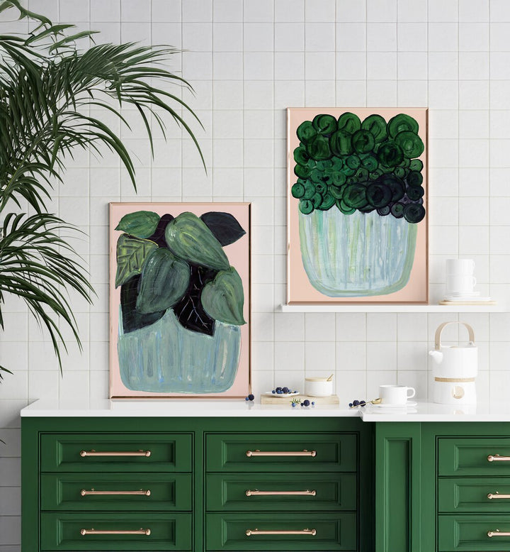 Enhance your decor with the TERRA BLOOM SET, SET OF 2 PAINTINGS, showcasing vibrant plant-inspired art.