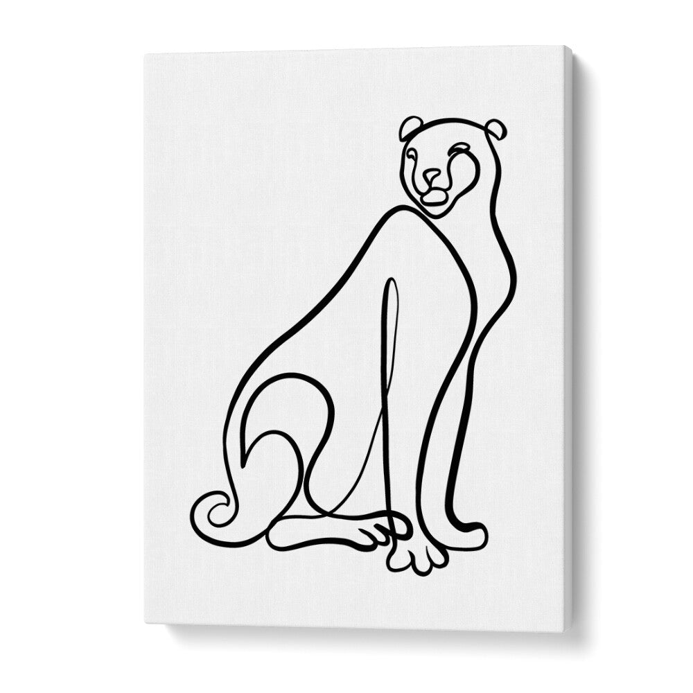 Elegant line art of a cheetah, showcasing "THE CHEETAH , LINE ART PAINTINGS" for minimalist decor. Perfect for any space.