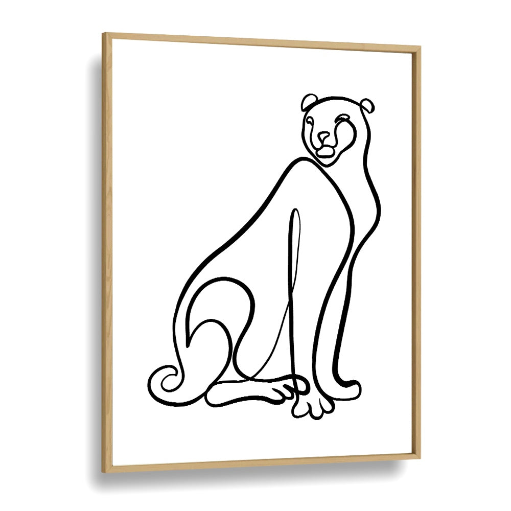 Stylish oak-framed artwork featuring THE CHEETAH, LINE ART PAINTINGS, perfect for enhancing any space.