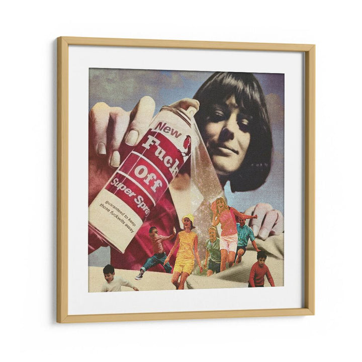 Stylish framed THE F OFF SUPER SPRAY, SURREAL ART PRINTS showcasing vibrant creativity by Vertigo Artography.