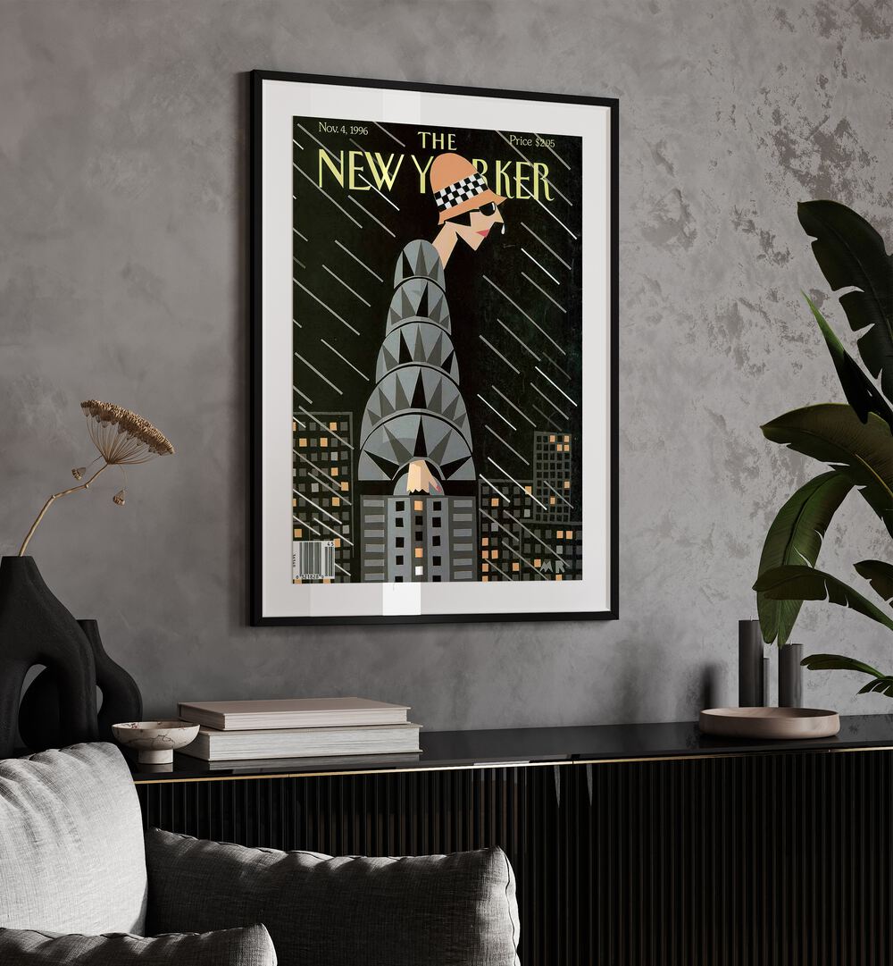 The Height Of Fashion By Michael Roberts - New Yorker Magazine  Nov 4 1996 Artwork Placed on a wall In A Living Room