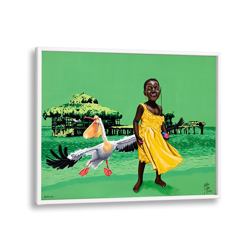 Vibrant scene from THE PELICAN, AFRICAN ART PAINTINGS by Christian Beijer, showcasing joy and beauty in art.