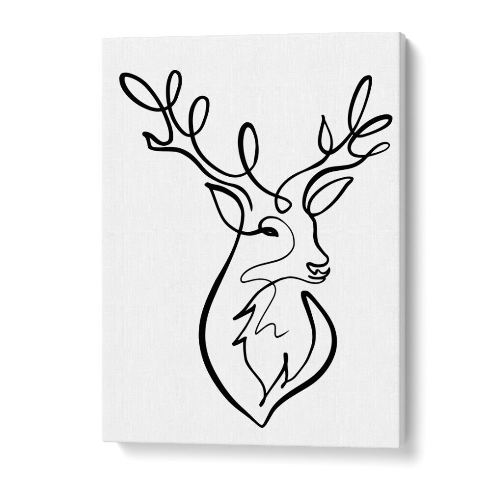 Elegant line art depiction of a stag, perfect for sophisticated decor. Explore THE STAG, LINE ART PAINTINGS for your space.