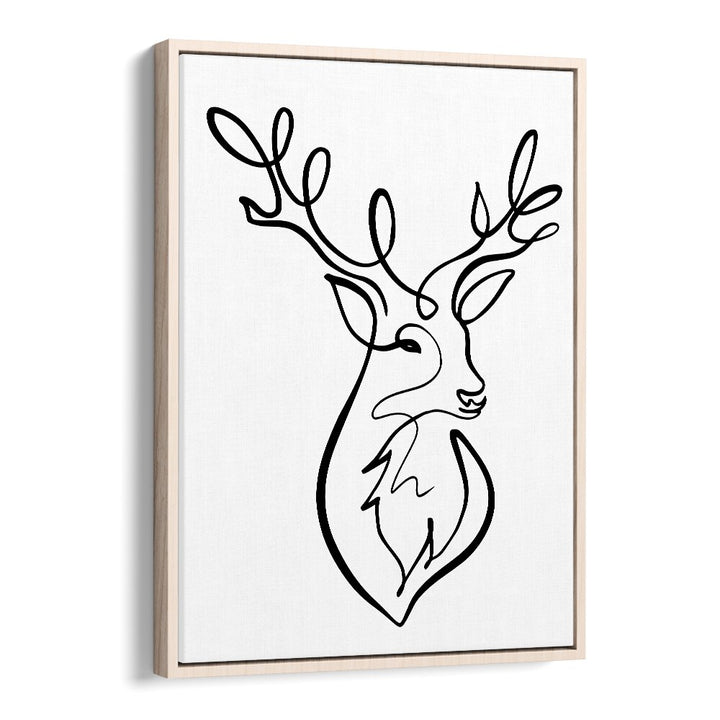Elevate your decor with THE STAG, LINE ART PAINTINGS, featuring elegant minimalist deer line art in a floater frame.