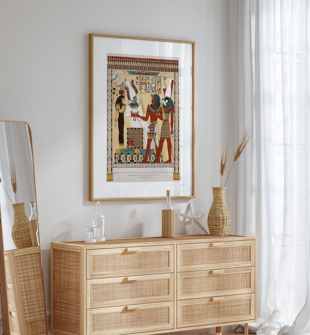 Explore the vibrant colors and details in THE TOMB OF PSAMMUTHIS ILLUSTRATION FROM THE KINGS TOMBS IN THEBES (1778-1823), EGYPTIAN ART PAINTINGS.