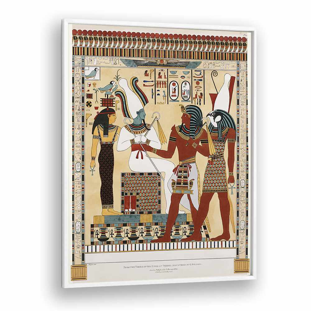 Stunning illustration from THE TOMB OF PSAMMUTHIS ILLUSTRATION FROM THE KINGS TOMBS IN THEBES (1778-1823), EGYPTIAN ART PAINTINGS.