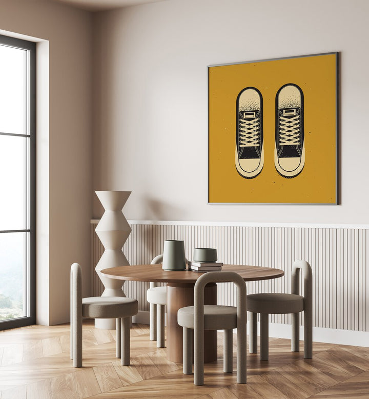 Stylish interior featuring THE BLACK CHUCKS, FASHION POSTERS, adding a trendy touch to the modern decor.