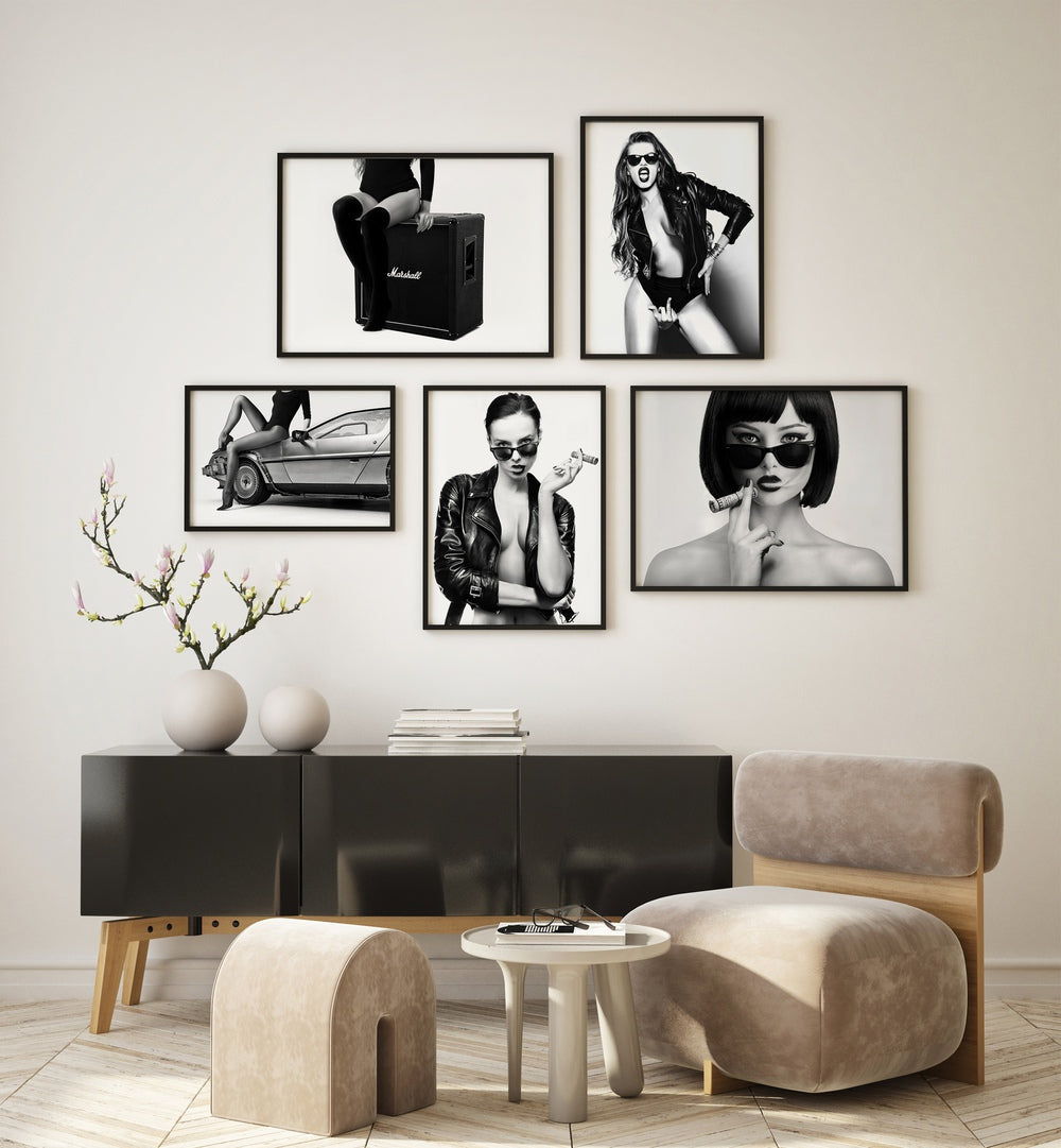 Modern black and white art showcases empowerment in THE FUTURE IS FEMALE GALLERY WALL at Asian Monk, perfect for gallery walls.