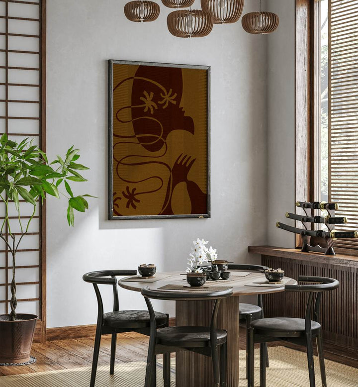 Stylish interior featuring THE LAND STORY IV, BOHO ART PAINTINGS, perfect for enhancing your artistic space.