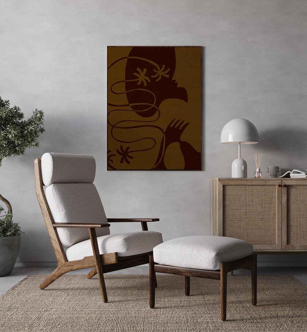 Stylish living space featuring THE LAND STORY IV, BOHO ART PAINTINGS, perfect for art and design lovers.