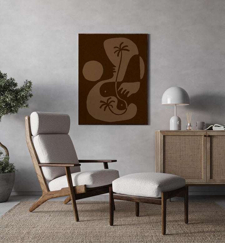 Stylish interior featuring THE LAND STORY V, BOHO ART PAINTINGS, enhancing the modern living space with earthy tones.