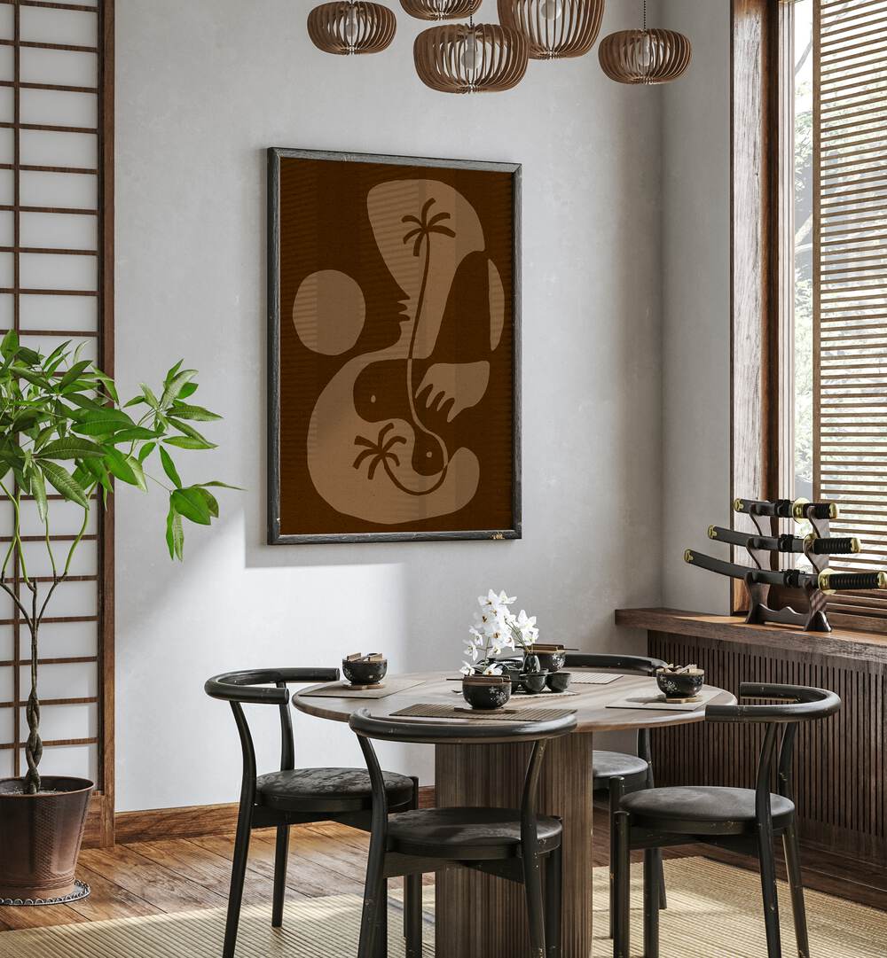 Stylish interior featuring THE LAND STORY V, BOHO ART PAINTINGS, enhancing the space with earthy tones and modern design.