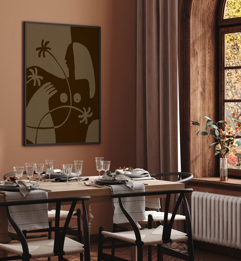 Elegant interior featuring THE LAND STORY VI, BOHO ART PAINTINGS, enhancing the space with contemporary nature-inspired art.