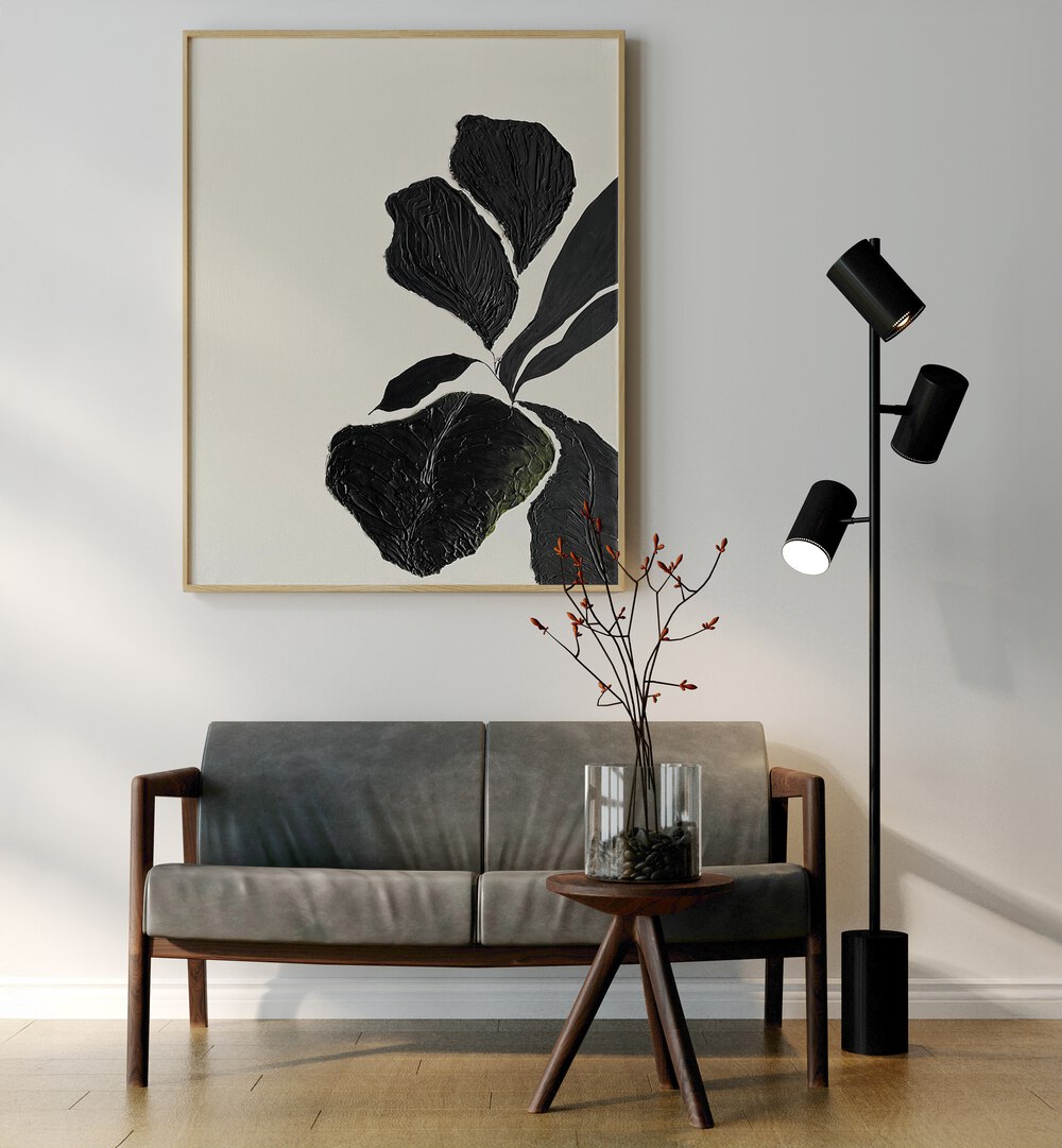 Stylish living room featuring THE MUTUAL FEELING - I, FLORAL FLOWER PAINTINGS, enhancing modern decor with elegance.