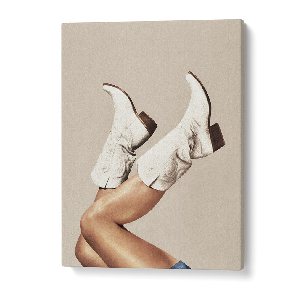 Elevate your decor with THESE BOOTS, SURREAL ART PRINTS by Vertigo Artography, showcasing stylish neutral beige boots.