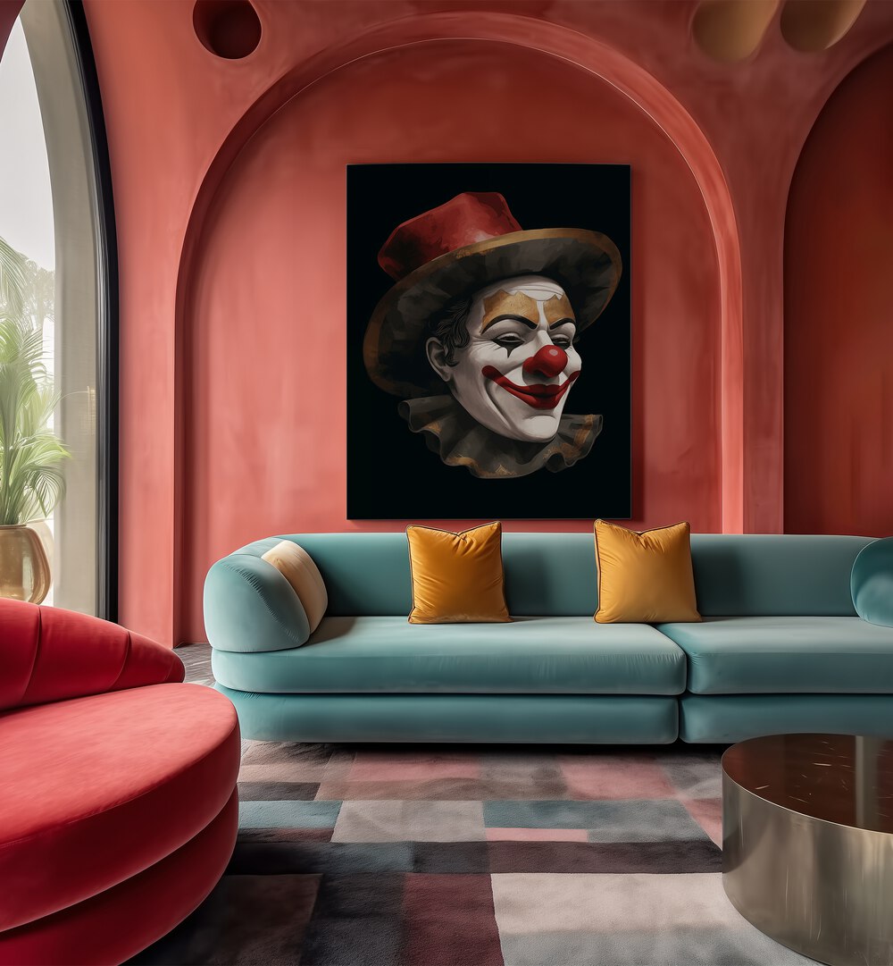 Brighten your home with THE SMILING CLOWN, POP ART PAINTINGS, capturing joyful circus spirit and vibrant nostalgia.