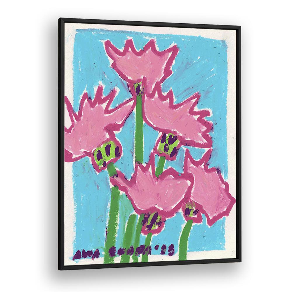 Thistle By Ania Zwara Botanical art painting Artwork  in Black Plain Frame