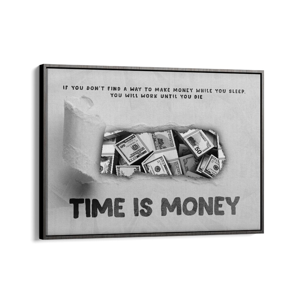 Transform your space with TIME IS MONEY, MONEY POSTERS featuring a bold design and motivational quote. Perfect for any setting.