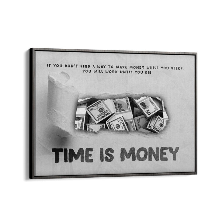 Transform your space with TIME IS MONEY, MONEY POSTERS featuring a bold design and motivational quote. Perfect for any setting.