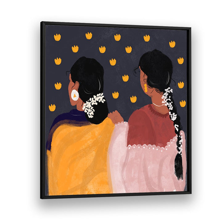 Together In Tradition By Shreya Roy Chowdary, Indian Art Paintings Artwork in Black Plain Frame