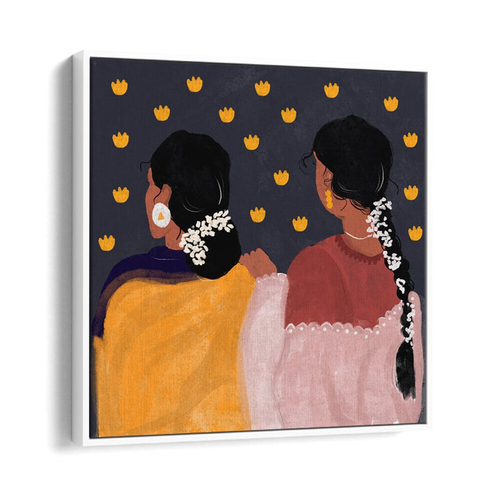 Together In Tradition By Shreya Roy Chowdary, Indian Art Paintings Artwork in White Floater Frame