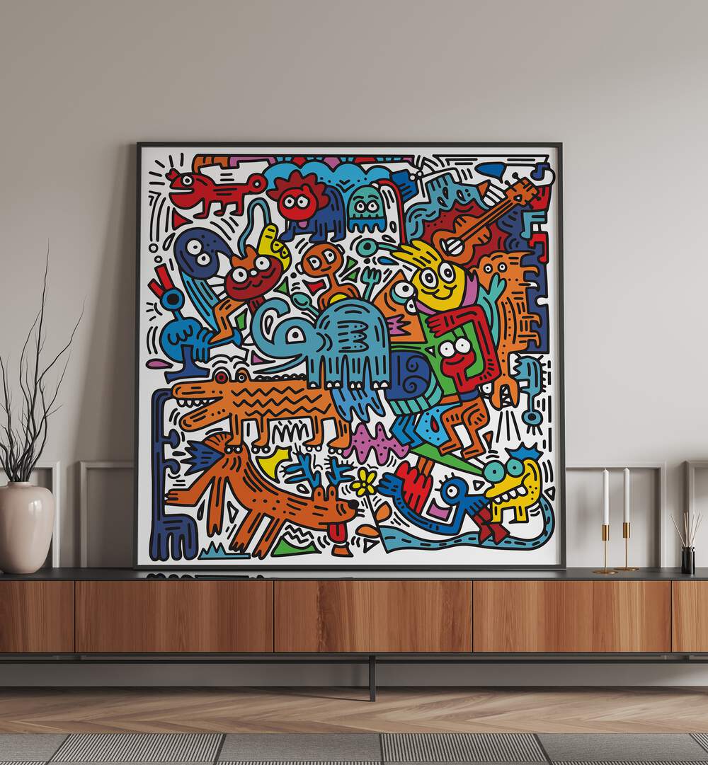 Vibrant TOONY CARNIVAL COMIC POSTERS by Asianmonk add whimsical energy to any room, perfect for wall decor.