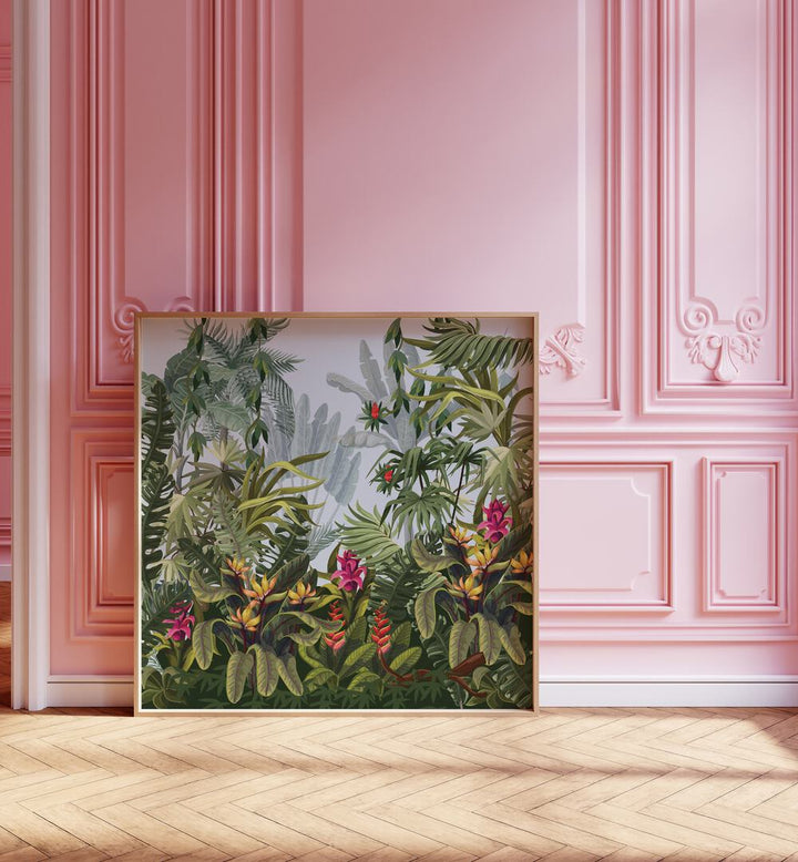 Bright tropical forest showcasing vibrant floral flower paintings, perfect for transforming your living space.