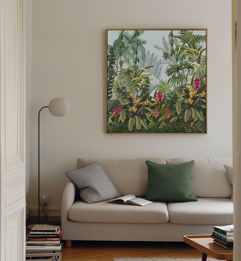 Vibrant TROPICAL FOREST, FLORAL FLOWER PAINTINGS adding a serene touch to modern living spaces. Perfect for nature lovers.