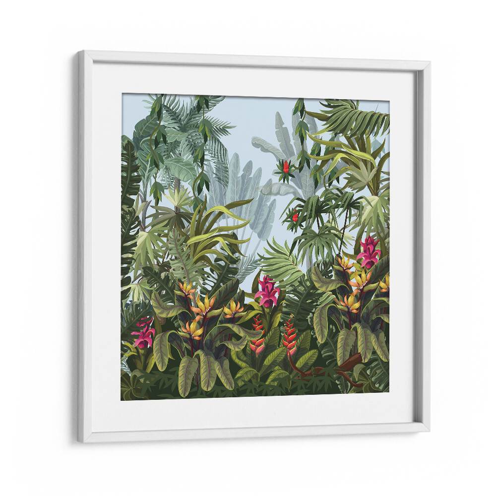 Transform your space with TROPICAL FOREST, FLORAL FLOWER PAINTINGS, showcasing vibrant botanical art in a sleek frame.