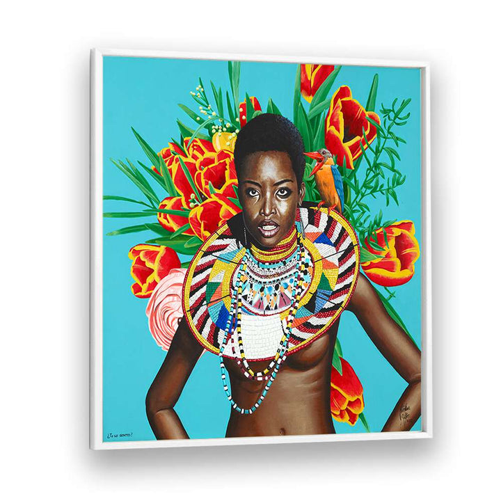 Vibrant "TU LO SIENTES, AFRICAN ART PAINTINGS" by Christian Beijer showcases rich cultural elements and striking colors.