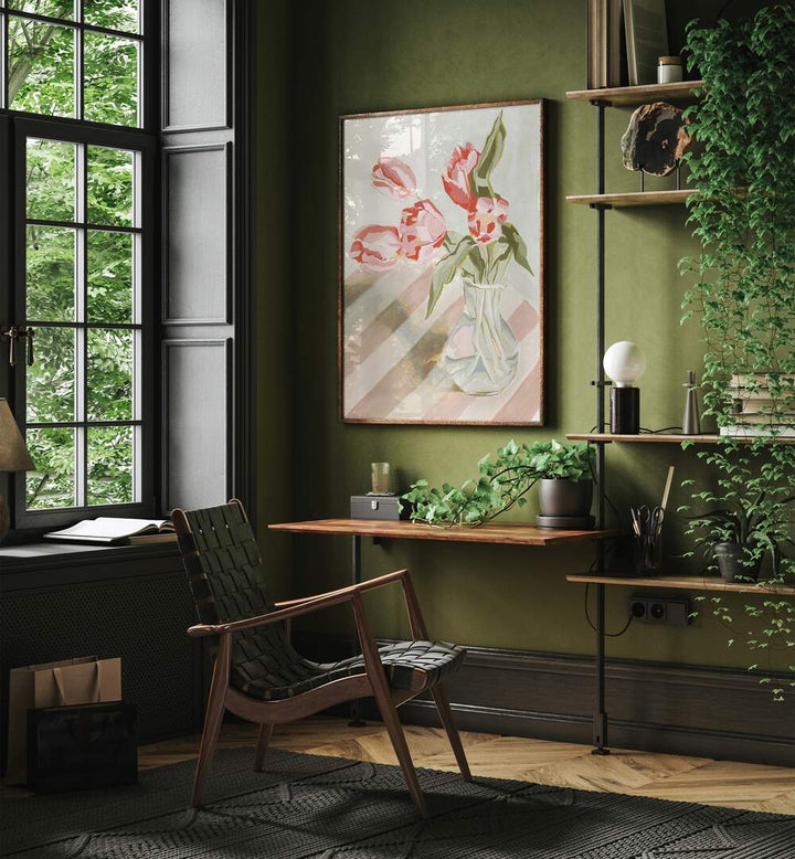 Brighten your space with elegant TULIPS IN A VASE, showcasing natural beauty and vibrant colors for any decor.