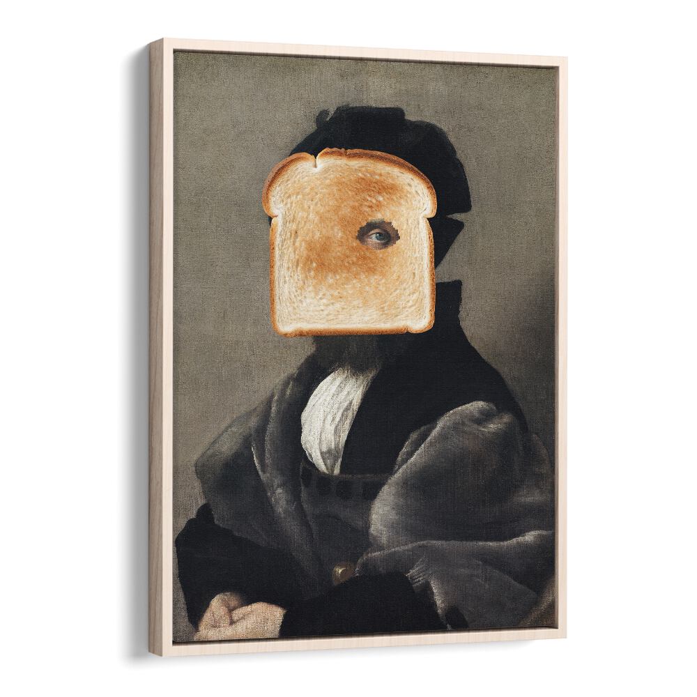 TAC, ALTERED ART PRINTS in oak wood floater frame, blending classic art with modern whimsy for stylish decor.
