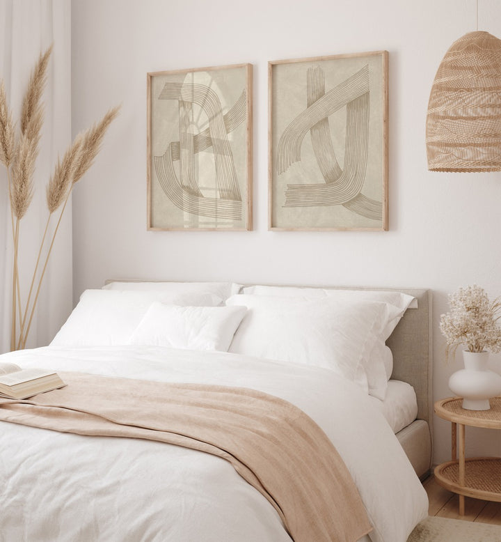 Elevate your space with the TAUPE TANGLE SET, SET OF 2 PAINTINGS featuring calming abstract designs.