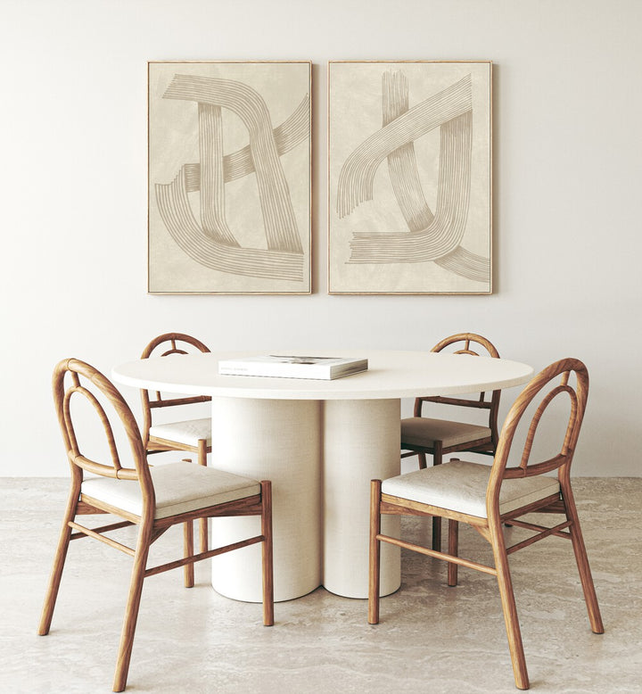 Stylish TAUPE TANGLE SET, SET OF 2 PAINTINGS enhancing contemporary interiors with calming abstract designs.