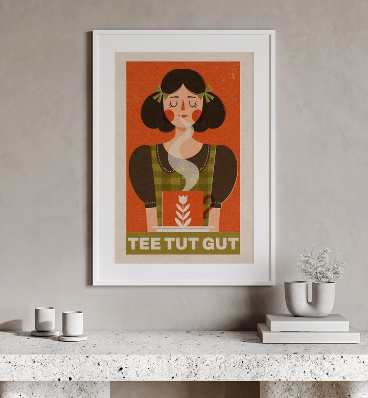 Exquisite "TEA LOVER" illustration by Julia Leister, celebrating the art of tea in a vibrant design. Perfect for tea enthusiasts.