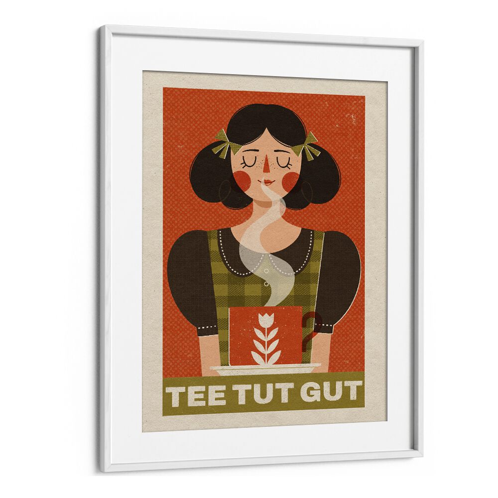 Charming "TEA LOVER" illustration by Julia Leister, perfect for tea enthusiasts and art lovers alike.