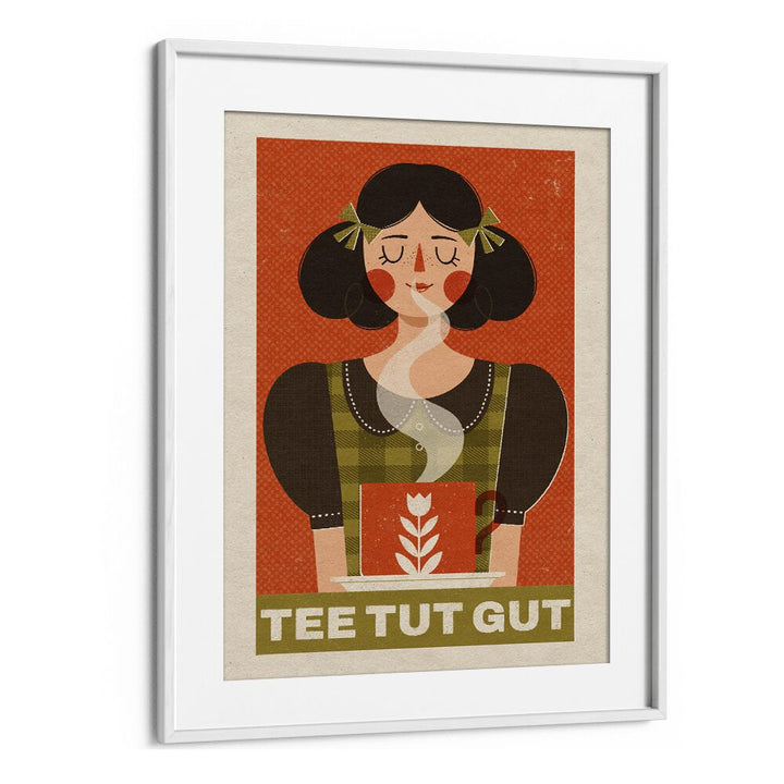 Charming "TEA LOVER" illustration by Julia Leister, perfect for tea enthusiasts and art lovers alike.