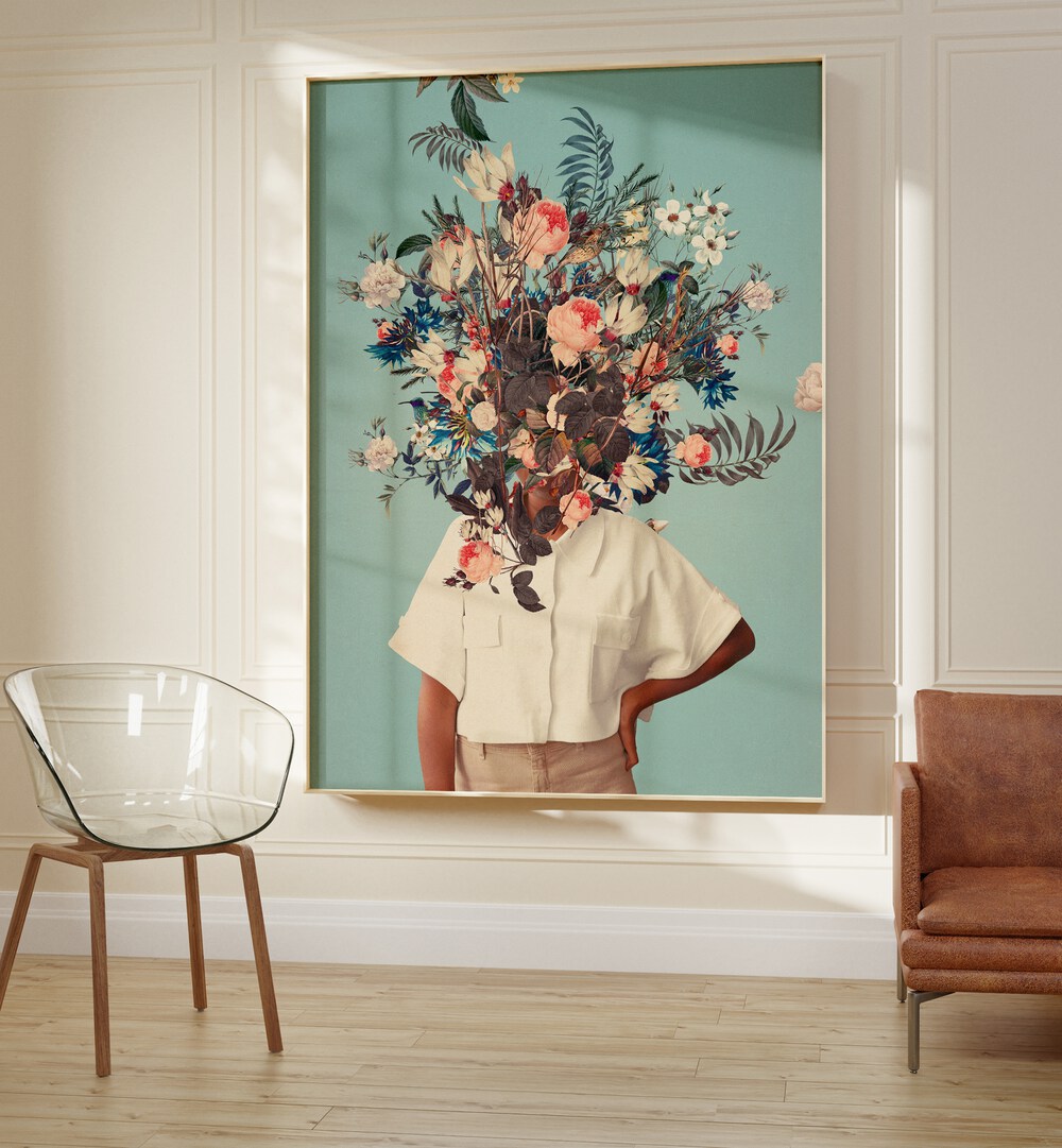 Elevate your space with "THANK GOD IT'S SPRING, SURREAL ART PRINTS" by Frank Moth, featuring vibrant floral imagery.